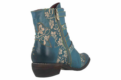 Spring Step L'Artiste Rodeha Booties for women - Women's Ankle Boots with Zipper Closure - Ladies Boots with Western Style Pointed Toe Silhouette - Teal EU 37 / US 6.5-7