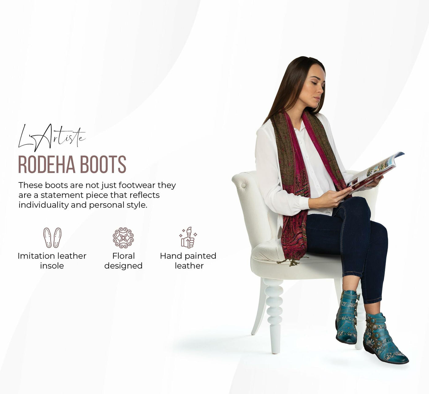 Spring Step L'Artiste Rodeha Booties for women - Women's Ankle Boots with Zipper Closure - Ladies Boots with Western Style Pointed Toe Silhouette - TEAL Shoe US 12.5-13