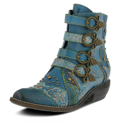 Spring Step L'Artiste Rodeha Booties for women - Women's Ankle Boots with Zipper Closure - Ladies Boots with Western Style Pointed Toe Silhouette - TEAL Shoe US 12.5-13