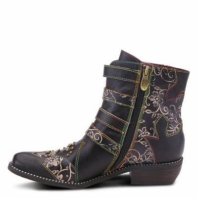 Spring Step L'Artiste Rodeha Booties for Women - Women's Ankle Boots with Zipper Closure - Ladies Boots with Western Style Pointed Toe Silhouette - Black Shoe US 12.5-13