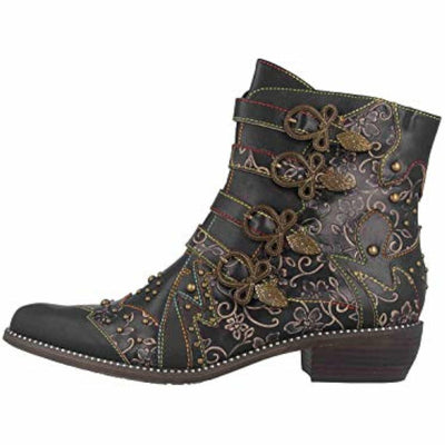 Spring Step L'Artiste Rodeha Booties for women - Women's Ankle Boots with Zipper Closure - Ladies Boots with Western Style Pointed Toe Silhouette - Black EU 41 / US 9.5-10