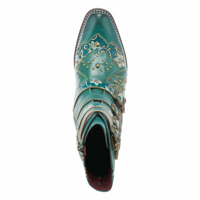 Spring Step L'Artiste Rodeha Booties for women - Women's Ankle Boots with Zipper Closure - Ladies Boots with Western Style Pointed Toe Silhouette - TEAL Shoe US 12.5-13