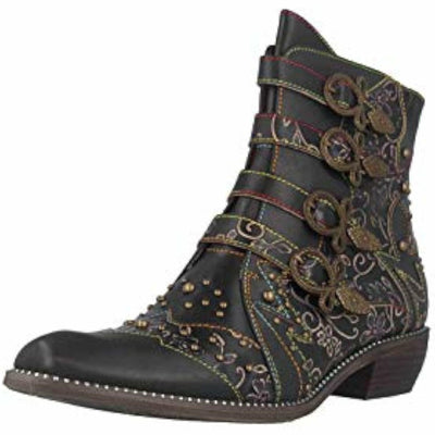 Spring Step L'Artiste Rodeha Booties for women - Women's Ankle Boots with Zipper Closure - Ladies Boots with Western Style Pointed Toe Silhouette - Black EU 41 / US 9.5-10