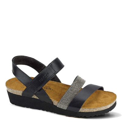 NAOT Women Krista Backstrap Sandal Black Matte Lthr/Black w/Silver Rivets 7-7.5 N US