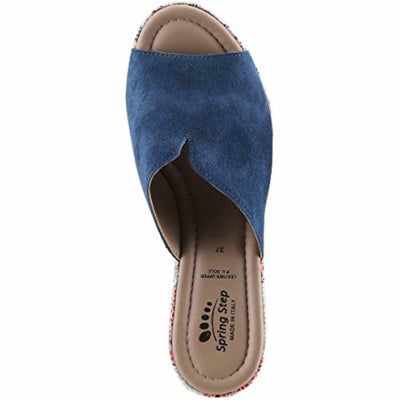 Spring Step Women's Laylani Slide Sandal Blue Suede EU 36 / US 5.5-6