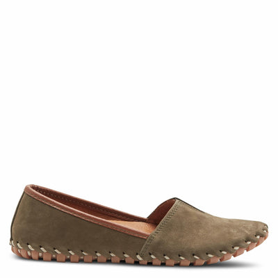 Spring Step Kathaleta Shoes for Women - Ladies Slip-On Shoes with Rubber Outsole - Comfortable Leather Shoes for Womens - Dark Olive EU 42 / US 10.5-11