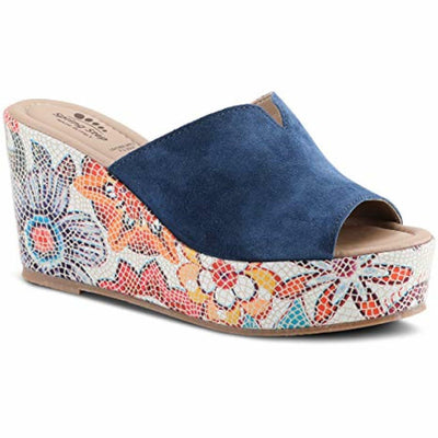 Spring Step Women's Laylani Slide Sandal Blue Suede EU 36 / US 5.5-6