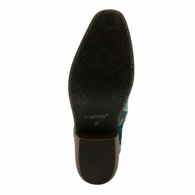 Spring Step L'Artiste Women's Rodeoqueen Western Mid-Shaft Boots with Flowers Turquoise Multi EU 37 / US 6.5-7