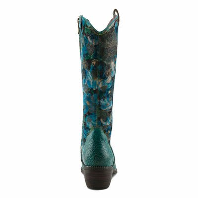 Spring Step L'Artiste Women's Rodeoqueen Western Mid-Shaft Boots with Flowers Turquoise Multi EU 35 / US 5