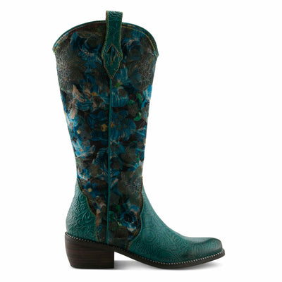 Spring Step L'Artiste Women's Rodeoqueen Western Mid-Shaft Boots with Flowers Turquoise Multi EU 35 / US 5