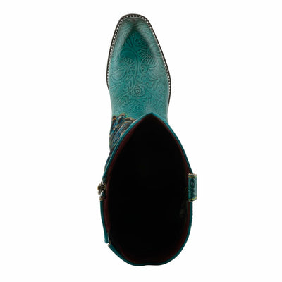 Spring Step L'Artiste Women's Rodeoqueen Western Mid-Shaft Boots with Flowers Turquoise Multi EU 35 / US 5
