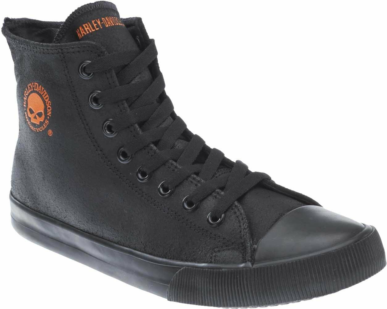 Harley-Davidson Men's Baxter Leather Motorcycle Casual Sneaker, Black/Orange, 7