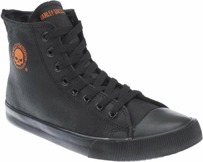 Harley-Davidson Men's Baxter Leather Motorcycle Casual Sneaker, Black/Orange, 7