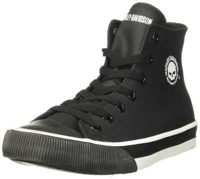 Harley-Davidson Men's Baxter Leather Motorcycle Casual Sneaker, Black/White, 7