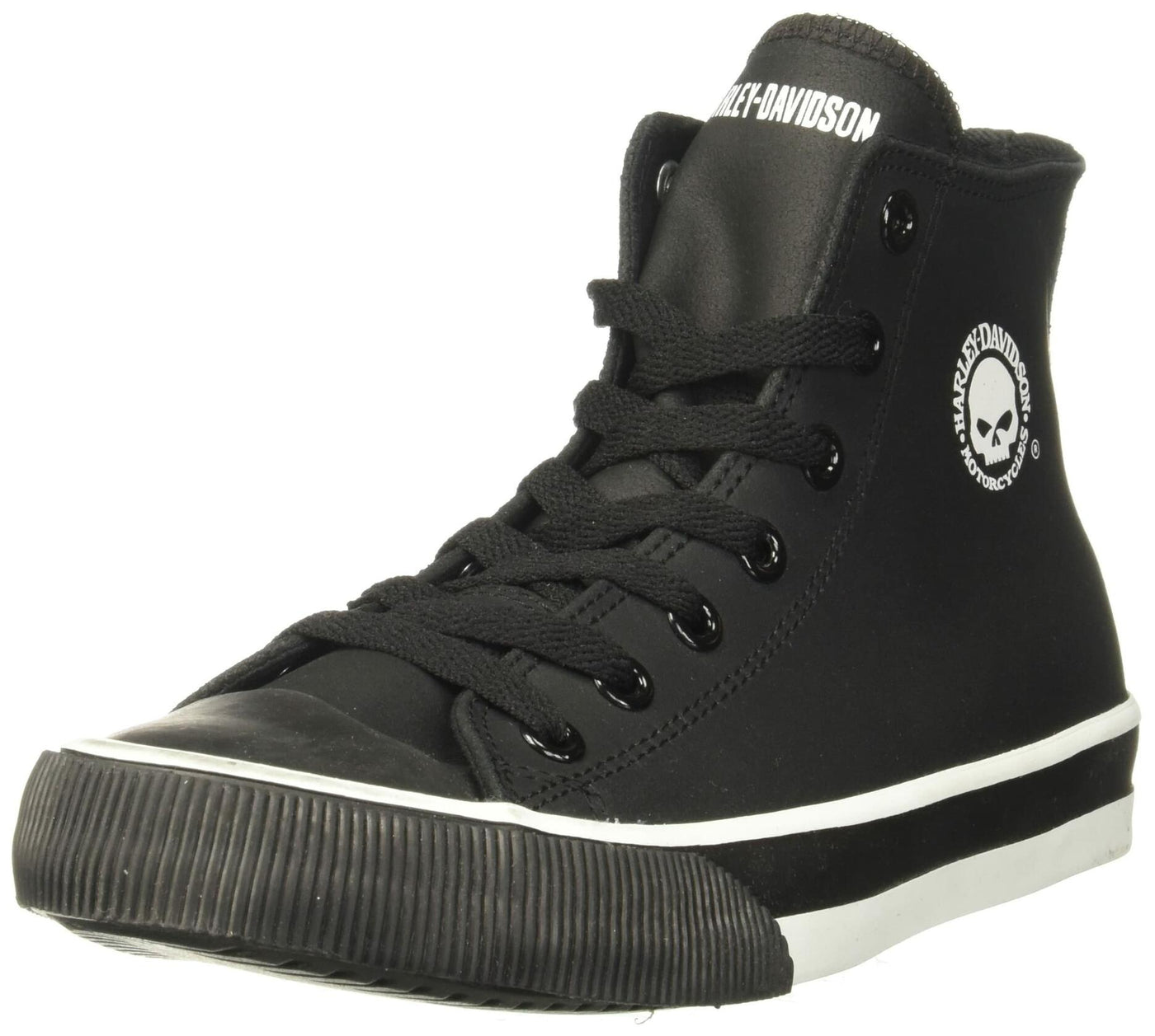 Harley-Davidson Men's Baxter Leather Motorcycle Casual Sneaker, Black/White, 8.5