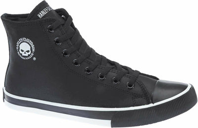 Harley-Davidson Men's Baxter Leather Motorcycle Casual Sneaker, Black/White, 8.5