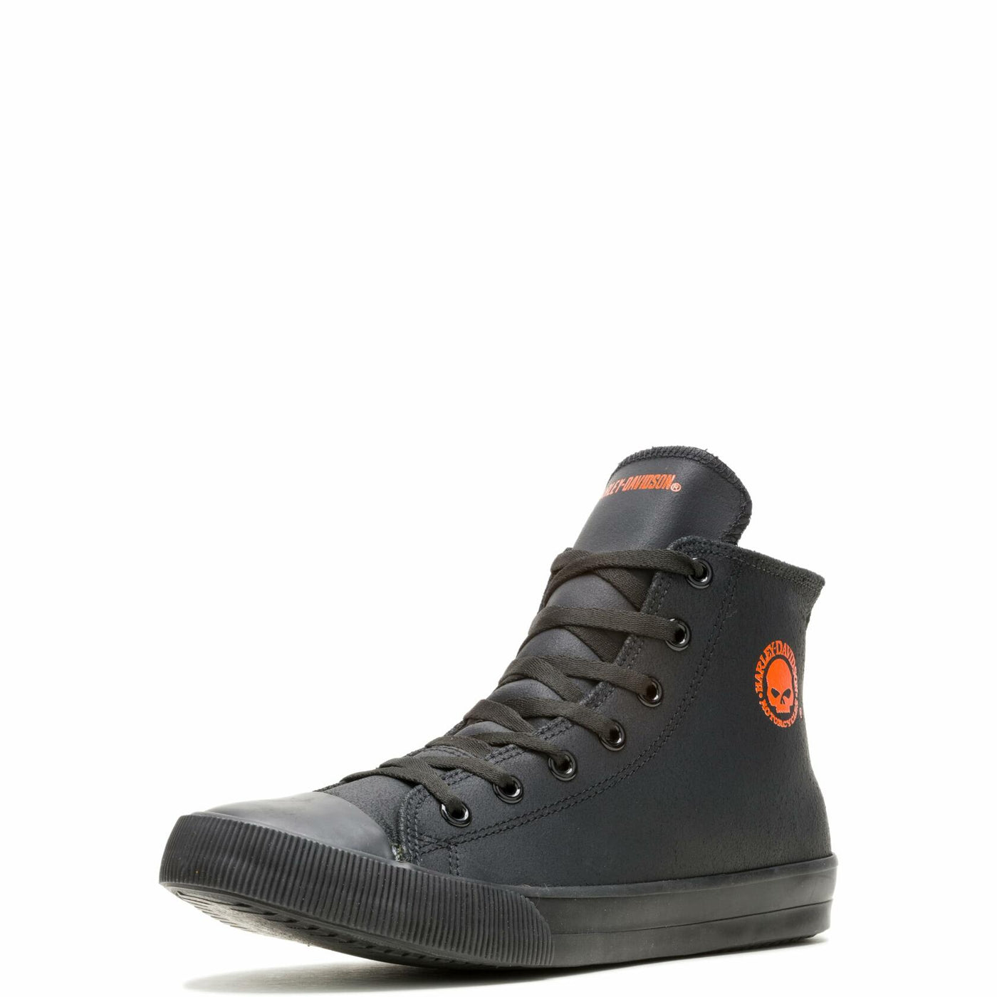 Harley-Davidson Men's Baxter Leather Motorcycle Casual Sneaker, Black/Orange, 8