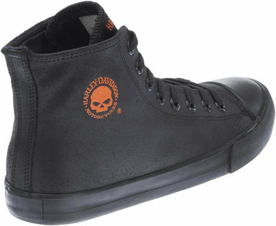 Harley-Davidson Men's Baxter Leather Motorcycle Casual Sneaker, Black/Orange, 7