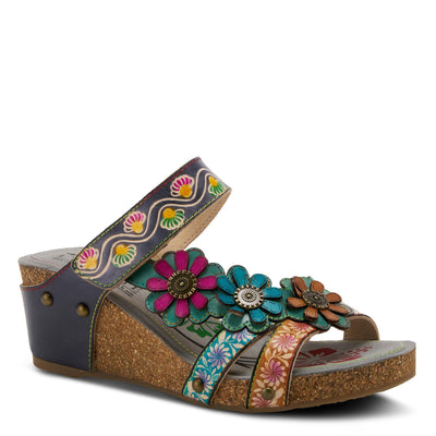 Spring Step L'Artiste Women's Delight Slide Sandals | Adjustable Hook & Loop Straps, Lightweight Designer Sandals for Women Navy Multi EU 40 / US 9