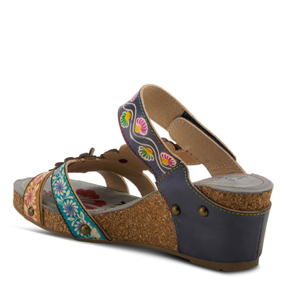 Spring Step L'Artiste Women's Delight Slide Sandals | Adjustable Hook & Loop Straps, Lightweight Designer Sandals for Women Navy Multi EU 40 / US 9