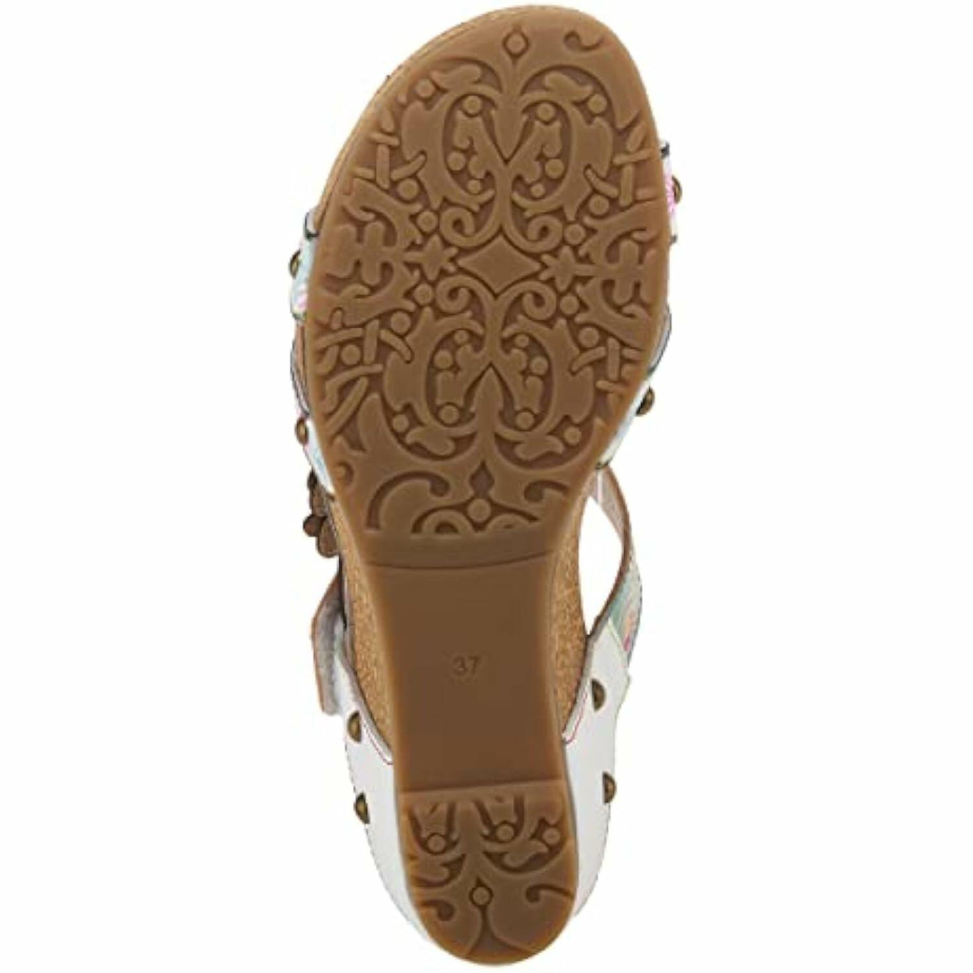 Spring Step L'Artiste Women's Delight Slide Sandals | Adjustable Hook & Loop Straps, Lightweight Designer Sandals for Women White Multi EU 37 / US 6.5-7