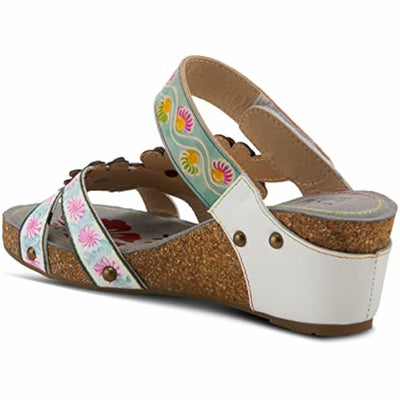 Spring Step L'Artiste Women's Delight Slide Sandals | Adjustable Hook & Loop Straps, Lightweight Designer Sandals for Women White Multi EU 37 / US 6.5-7