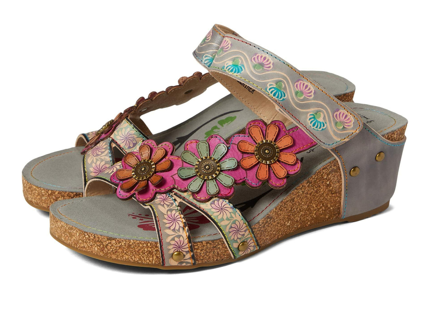 Spring Step L'Artiste Women's Delight Ankle Strap Shoe Grey Multi EU 41 / US 9.5-10