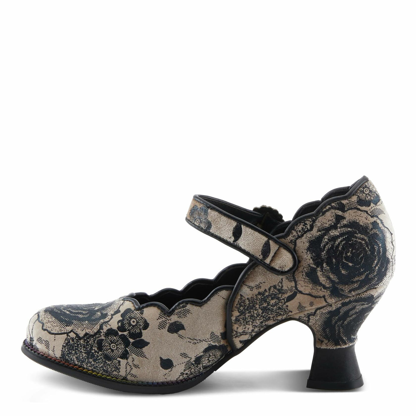 Spring Step L'Artiste Adodora-Prit Mary Jane Pumps | Baroque-Inspired Velvet & Leather Heels Black Multi EU 39 / US 8.5