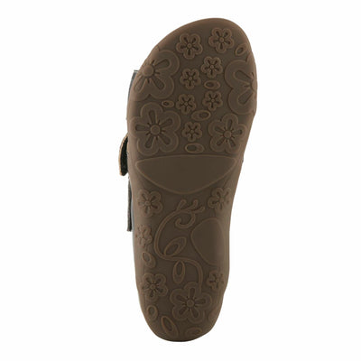 L'Artiste Women's CAELANA Slide Sandals - Hand-Painted Leather, Floral Accents, Adjustable Fit BLACK MULTI EU 40 / US 9