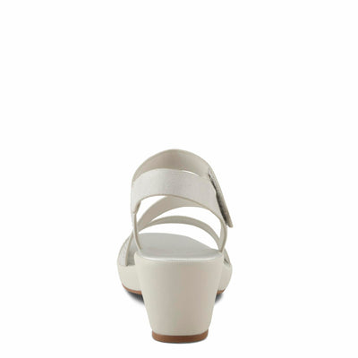 PATRIZIA Women's YADIEL Hook and Loop Sandals – Low Block Heel with Asymmetrical Crystal-Strap Design SILVER EU 39 / US 8.5