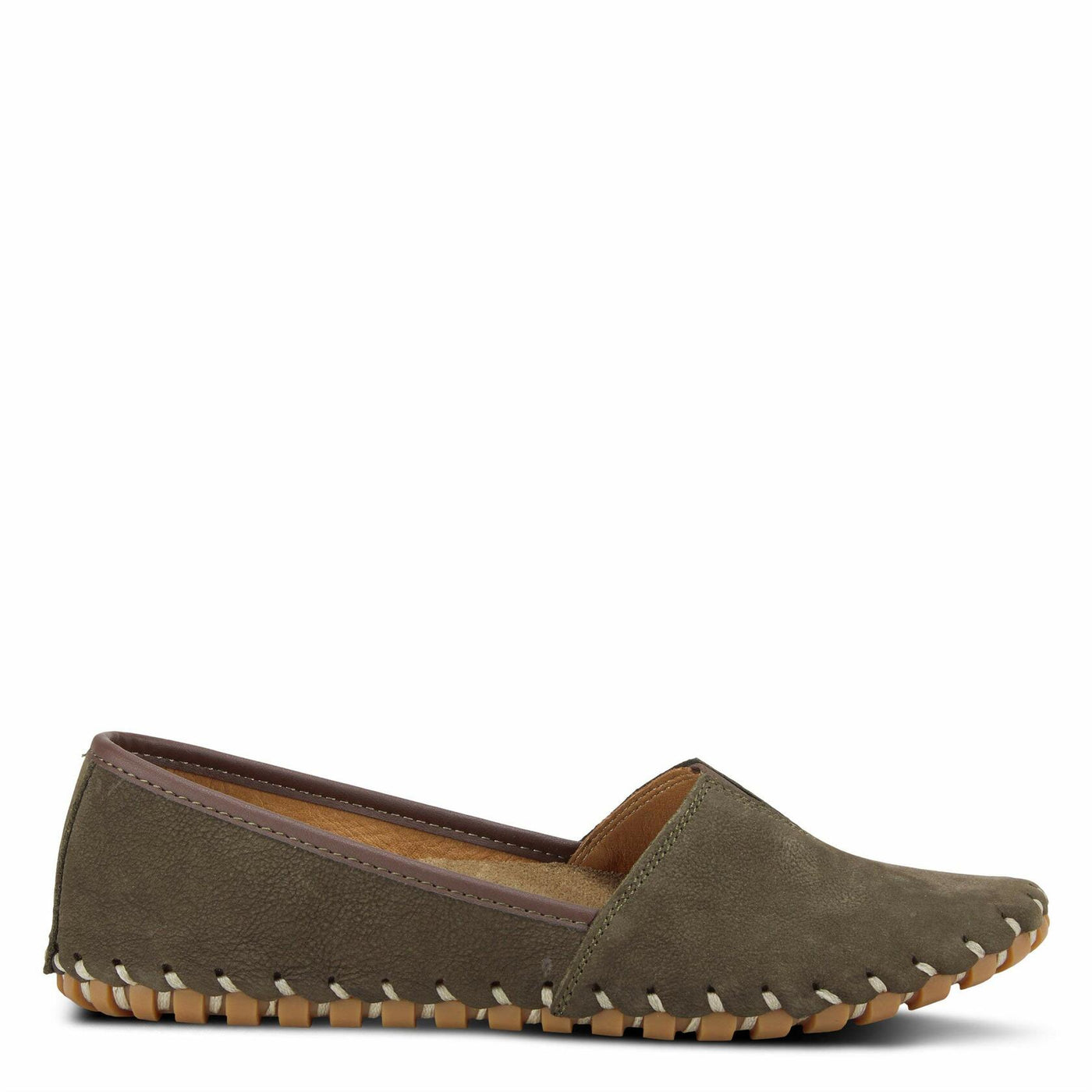 Spring Step Kathaleta Shoes for Women - Ladies Slip-On Shoes with Rubber Outsole - Comfortable Leather Shoes for Womens - Dark Olive EU 36 / US 5.5-6