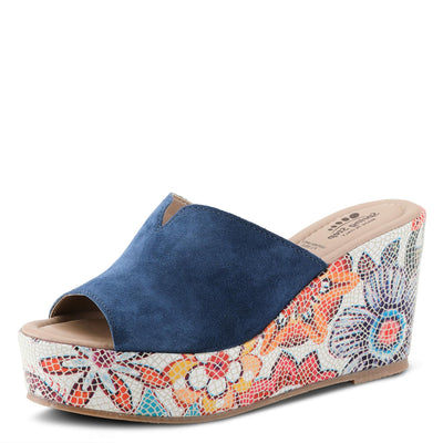 Spring Step Women's Laylani Slide Sandal Blue Suede EU 38 / US 7.5-8