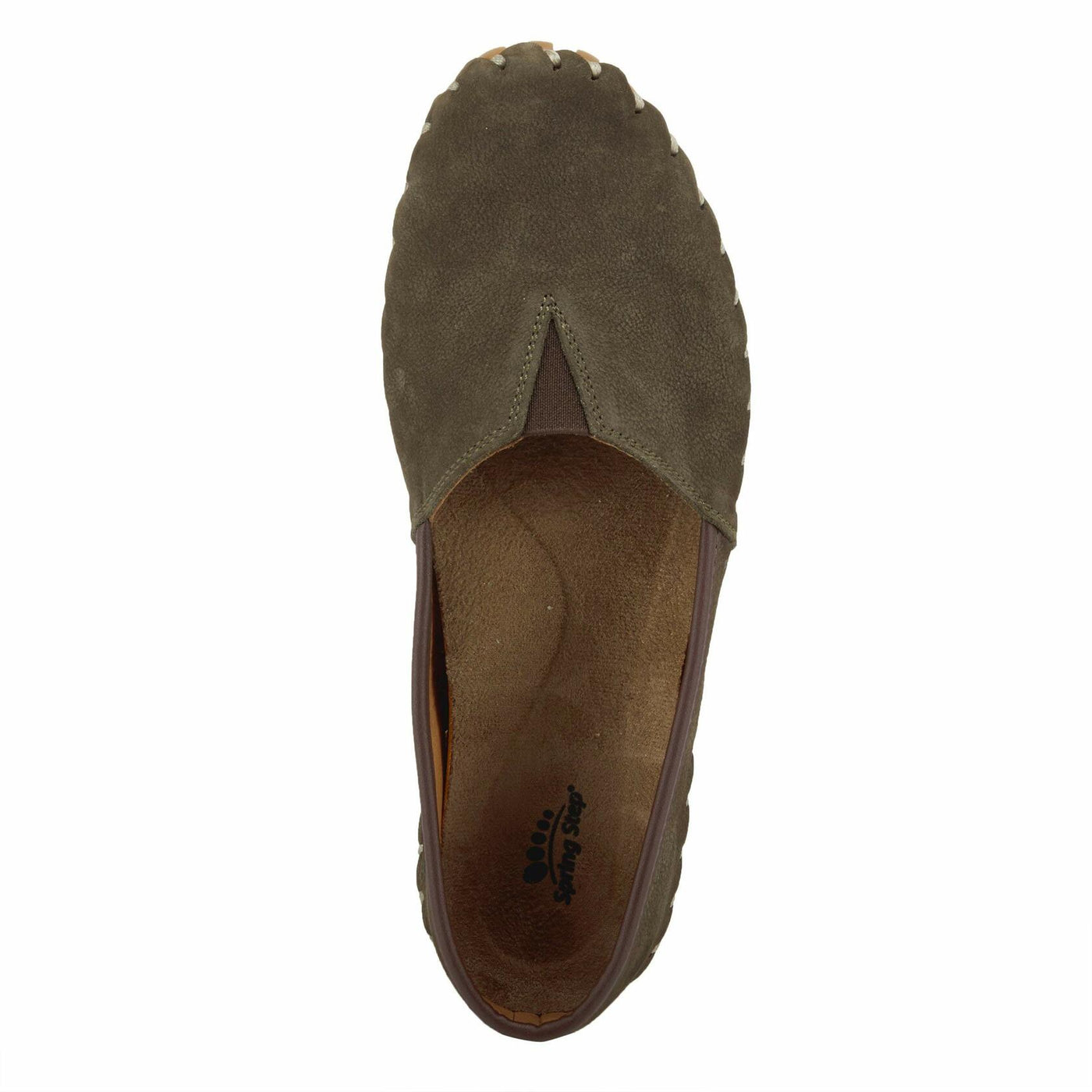 Spring Step Kathaleta Shoes for Women - Ladies Slip-On Shoes with Rubber Outsole - Comfortable Leather Shoes for Womens - Dark Olive EU 36 / US 5.5-6