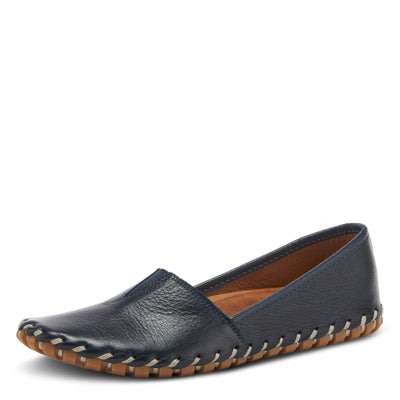 Spring Step Kathaleta Shoes for Women - Ladies Slip-On Shoes with Rubber Outsole - Comfortable Leather Shoes for Womens - Navy EU 40 / US 9