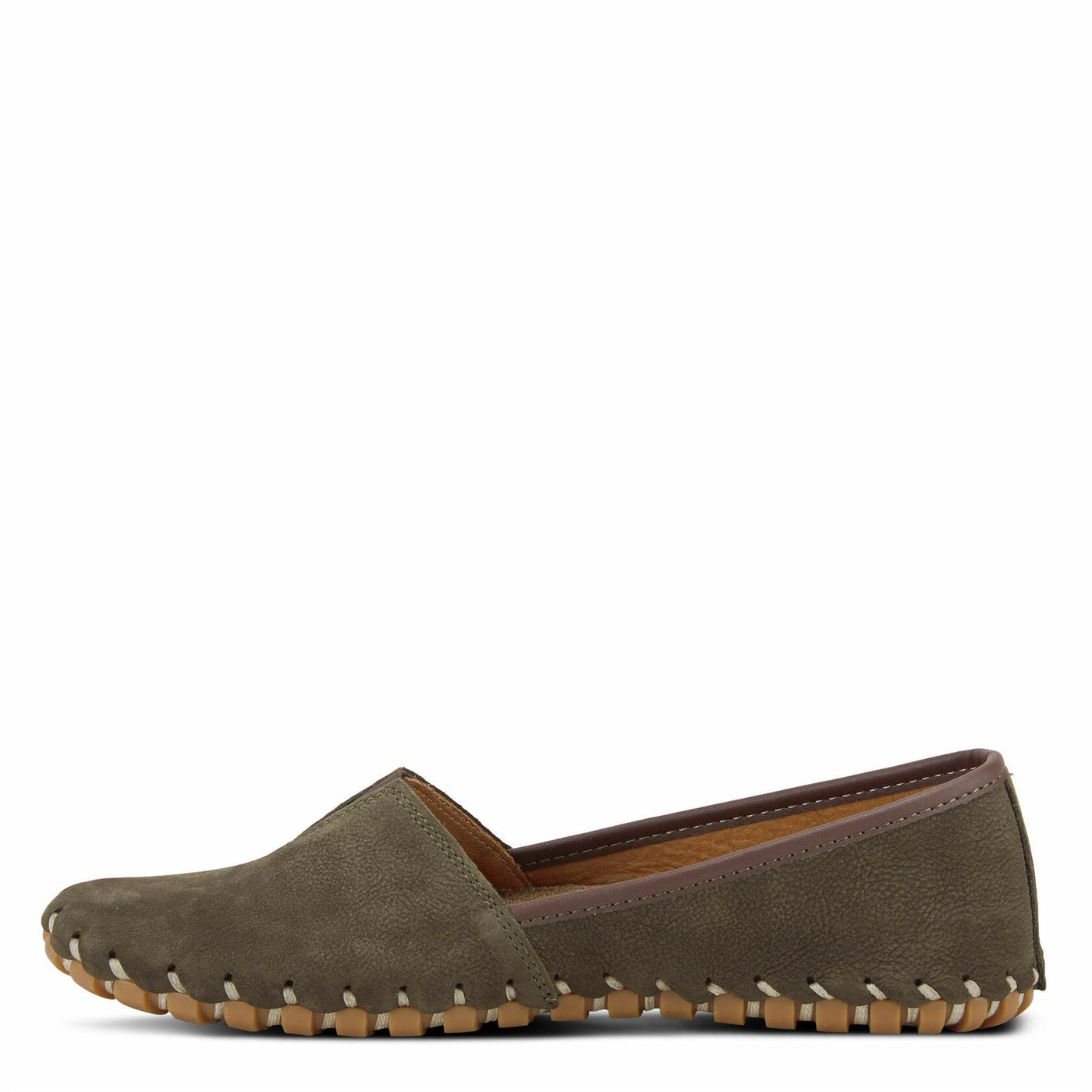 Spring Step Kathaleta Shoes for Women - Ladies Slip-On Shoes with Rubber Outsole - Comfortable Leather Shoes for Womens - Dark Olive EU 36 / US 5.5-6