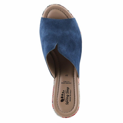 Spring Step Women's Laylani Slide Sandal Blue Suede EU 38 / US 7.5-8