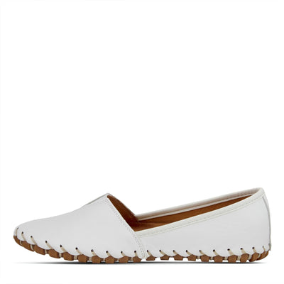 Spring Step Kathaleta Shoes for Women - Ladies Slip-On Shoes with Rubber Outsole - Comfortable Leather Shoes for Womens - White EU 37 / US 6.5-7