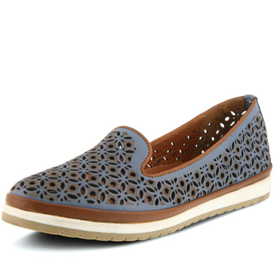 Spring Step Women's Tulisa Moccasin, Blue, 9