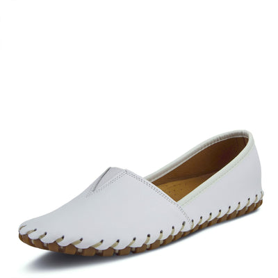 Spring Step Kathaleta Shoes for Women - Ladies Slip-On Shoes with Rubber Outsole - Comfortable Leather Shoes for Womens - White EU 43 / US 11.5-12