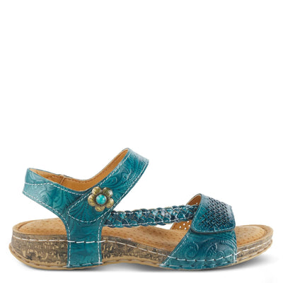 Spring Step L'Artiste Popular Sandals for Women - Ankle Strap Sandal with Hook & Loop - Hand Painted Ladies Sandals for Womens - Blue EU 38 / US 7.5-8