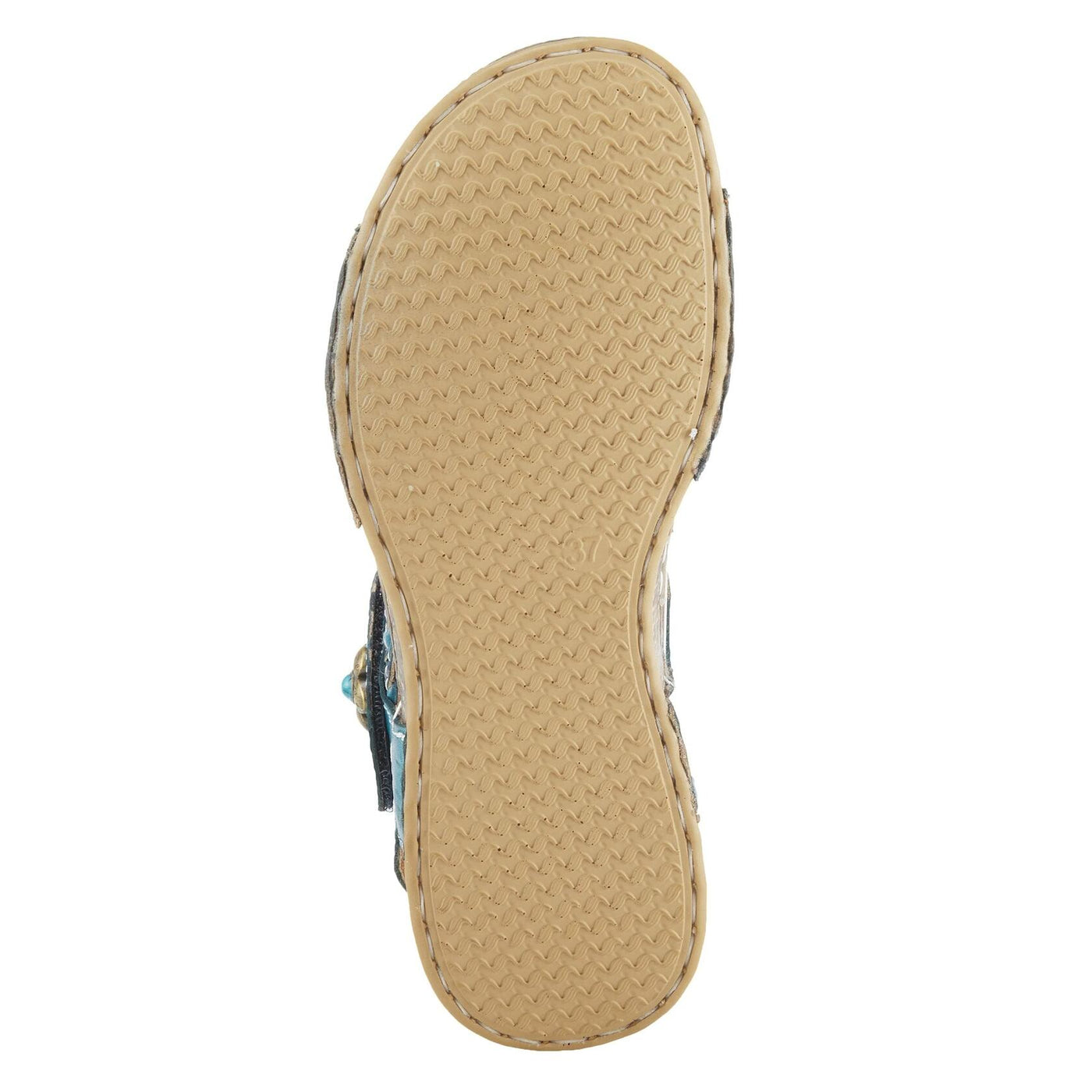 Spring Step L'Artiste Popular Sandals for Women - Ankle Strap Sandal with Hook & Loop - Hand Painted Ladies Sandals for Womens - Blue EU 38 / US 7.5-8