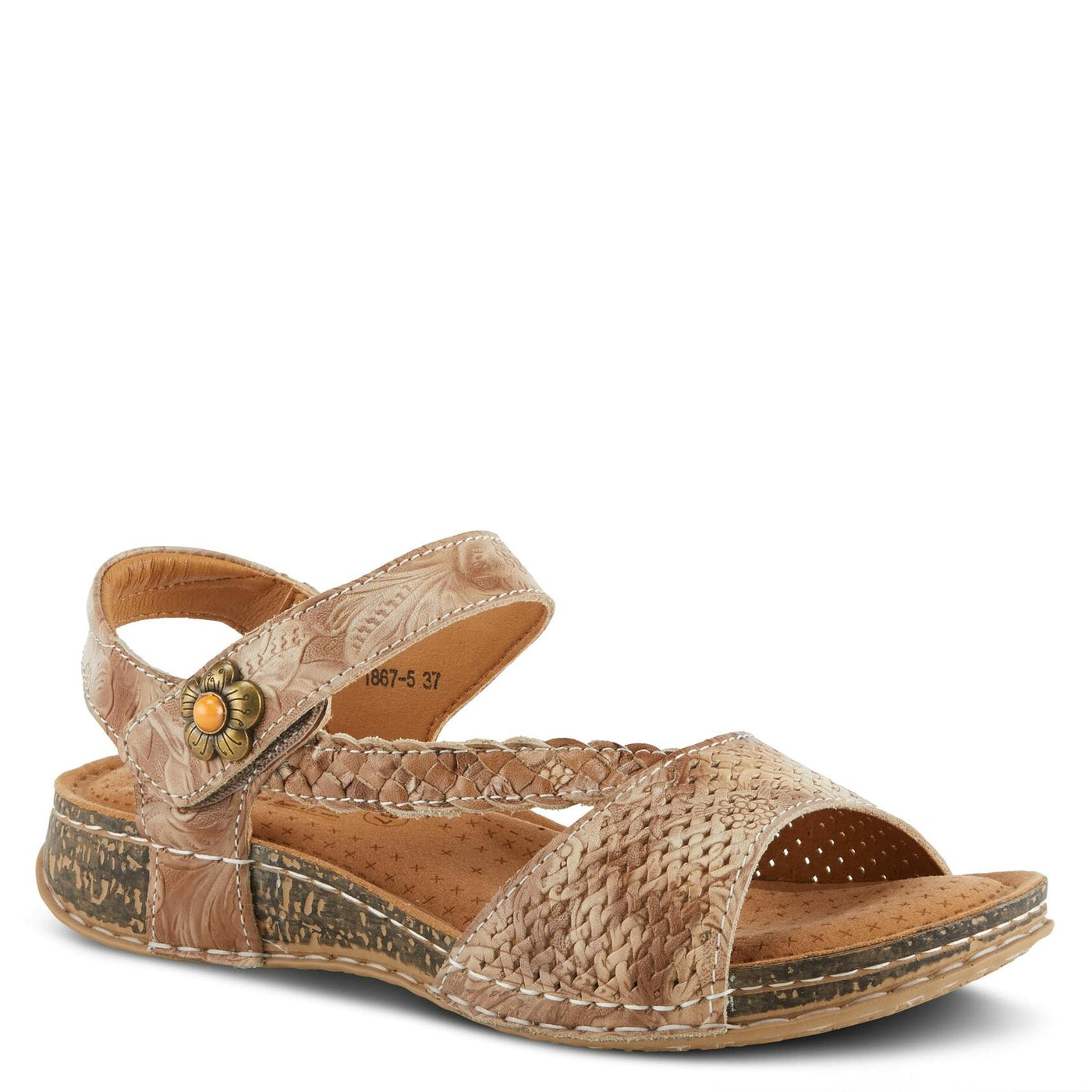 Spring Step L'Artiste Popular Sandals for Women - Ankle Strap Sandal with Hook & Loop - Hand Painted Ladies Sandals for Womens - Grey EU 42 / US 10.5-11