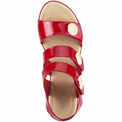 PATRIZIA Spring Step Triodee Sandals for Women - Ladies Casual Platform Sandal with Adjustable Straps- Slip-On Womens Sandals for Formal Event, Outdoor Party - Red EU 35 M/US 5