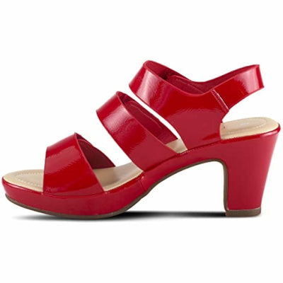 PATRIZIA Spring Step Triodee Sandals for Women - Ladies Casual Platform Sandal with Adjustable Straps- Slip-On Womens Sandals for Formal Event, Outdoor Party - Red EU 35 M/US 5