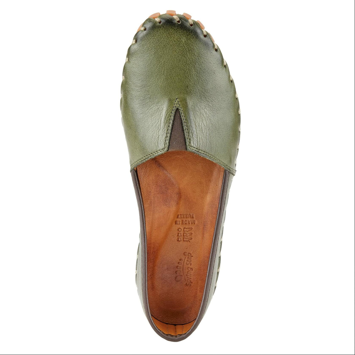 Spring Step Kathaleta Shoes for Women - Ladies Slip-On Shoes with Rubber Outsole - Comfortable Leather Shoes for Womens - Olive Green EU 41 / US 9.5-10