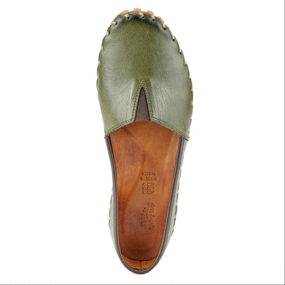 Spring Step Kathaleta Shoes for Women - Ladies Slip-On Shoes with Rubber Outsole - Comfortable Leather Shoes for Womens - Olive Green EU 41 / US 9.5-10
