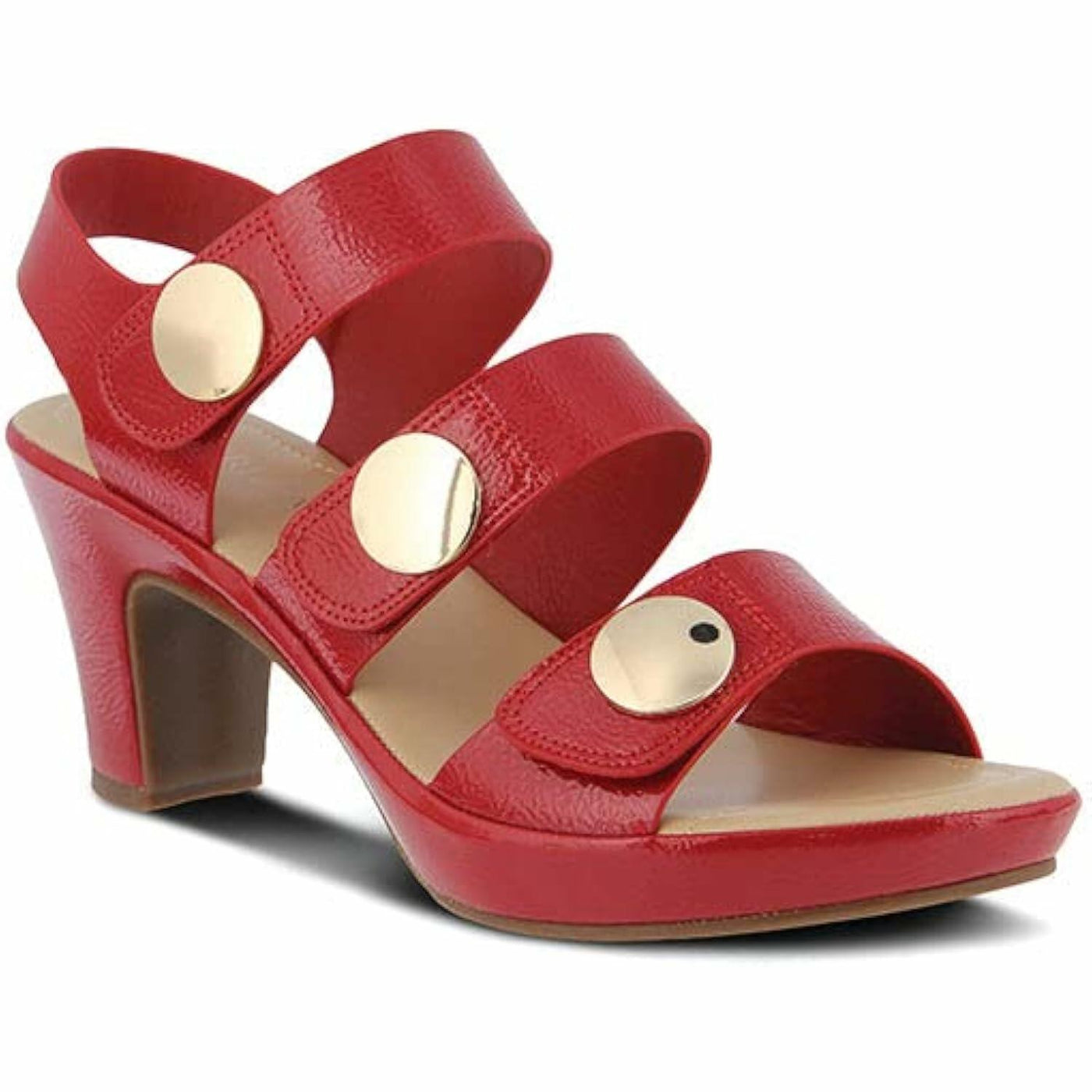 PATRIZIA Spring Step Triodee Sandals for Women - Ladies Casual Platform Sandal with Adjustable Straps- Slip-On Womens Sandals for Formal Event, Outdoor Party - Red EU 35 M/US 5