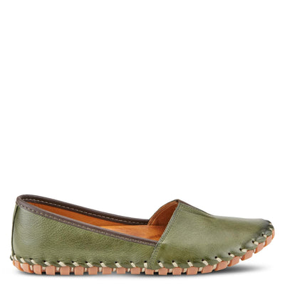Spring Step Kathaleta Shoes for Women - Ladies Slip-On Shoes with Rubber Outsole - Comfortable Leather Shoes for Womens - Olive Green EU 41 / US 9.5-10