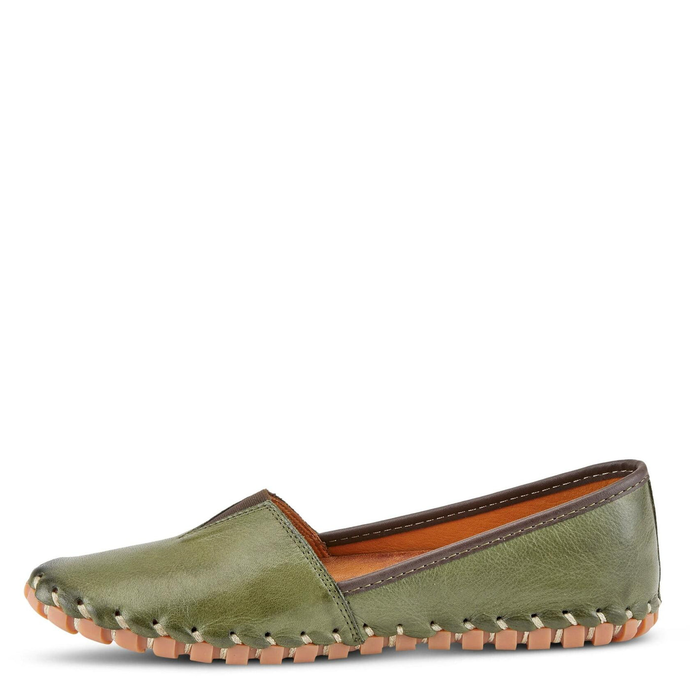 Spring Step Kathaleta Shoes for Women - Ladies Slip-On Shoes with Rubber Outsole - Comfortable Leather Shoes for Womens - Olive Green EU 41 / US 9.5-10