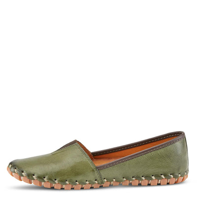 Spring Step Kathaleta Shoes for Women - Ladies Slip-On Shoes with Rubber Outsole - Comfortable Leather Shoes for Womens - Olive Green EU 41 / US 9.5-10